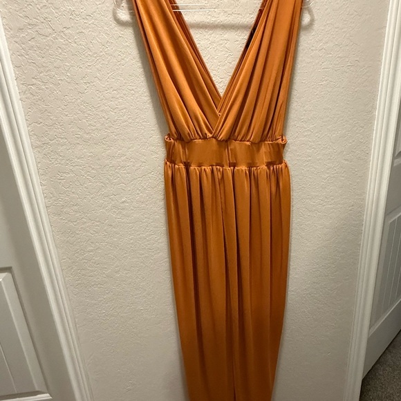 Boohoo Vibrant Burnt  Orange Maxi Dress size 10 - Picture 6 of 13